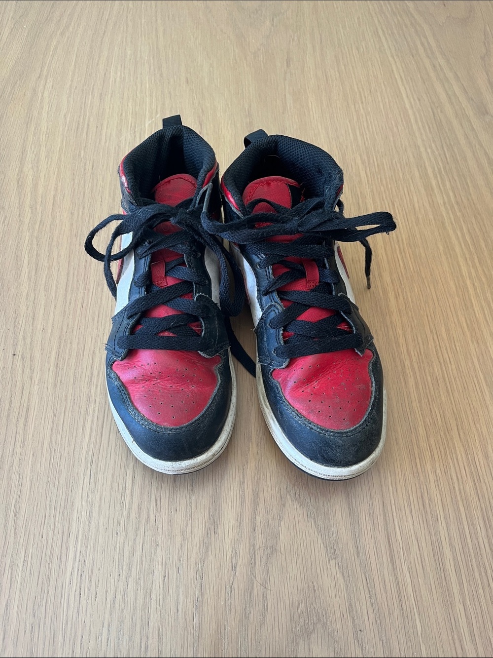 Nike Kids High-Top Sneakers in Red and Black